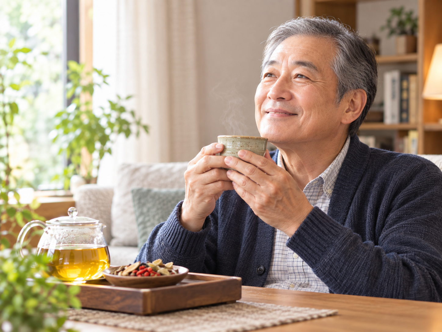 温かいお茶を楽しむイメージ画像
